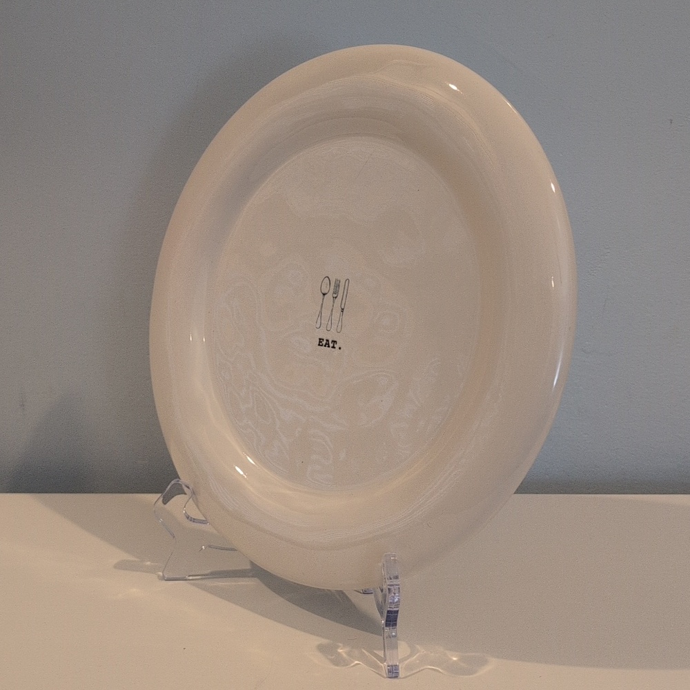 Rae Dunn "EAT" Icon Ceramic Off White Dinner Plate 2018 Collection - Picture 5 of 12